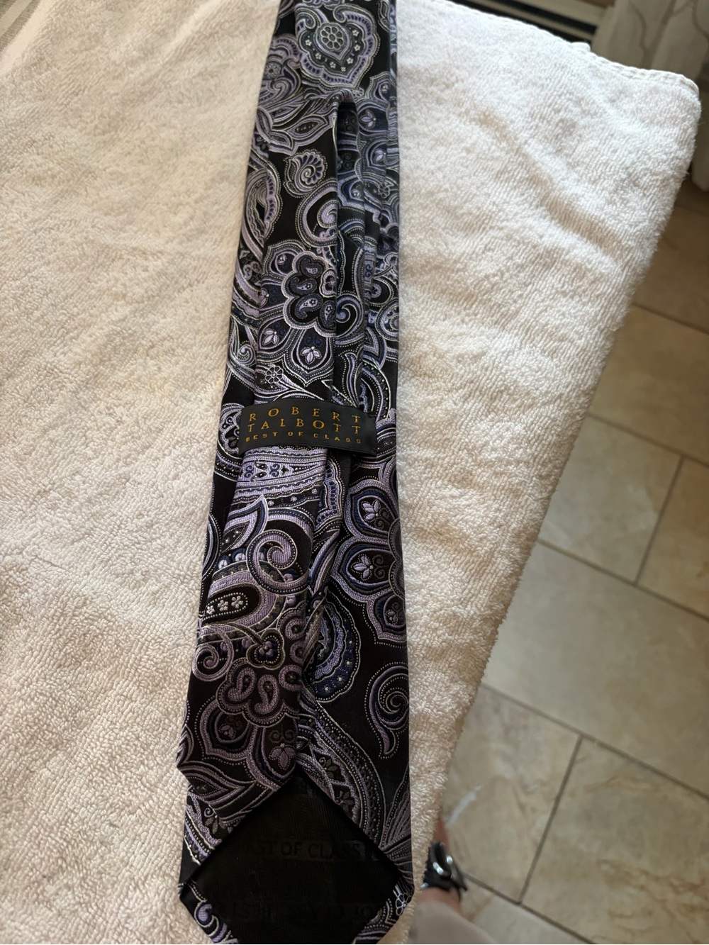 Robert Talbott Black and Lavender Paisley Silk Tie
